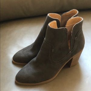 Express High Side Slit Faux Suede Booties Boots